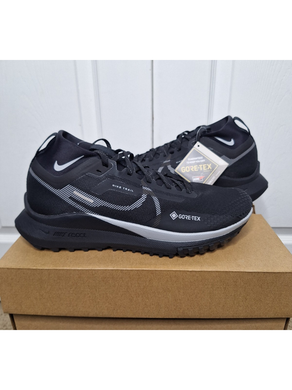 Nike React Pegasus Trail 4 Gore Tex Black Wolf Grey DJ7926-001 size 10 No Box